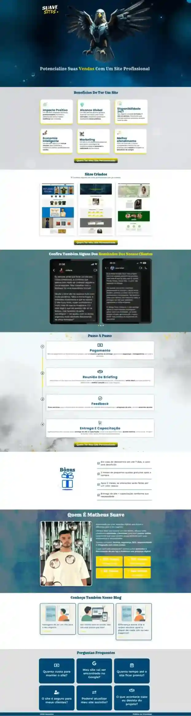 Landing page profissional desenvolvida pela SuaveSites