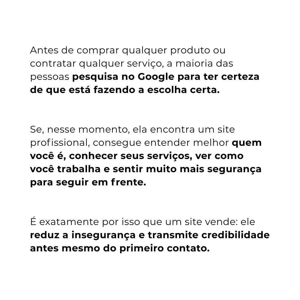 Site profissional aumenta a confiança do cliente antes do primeiro contato