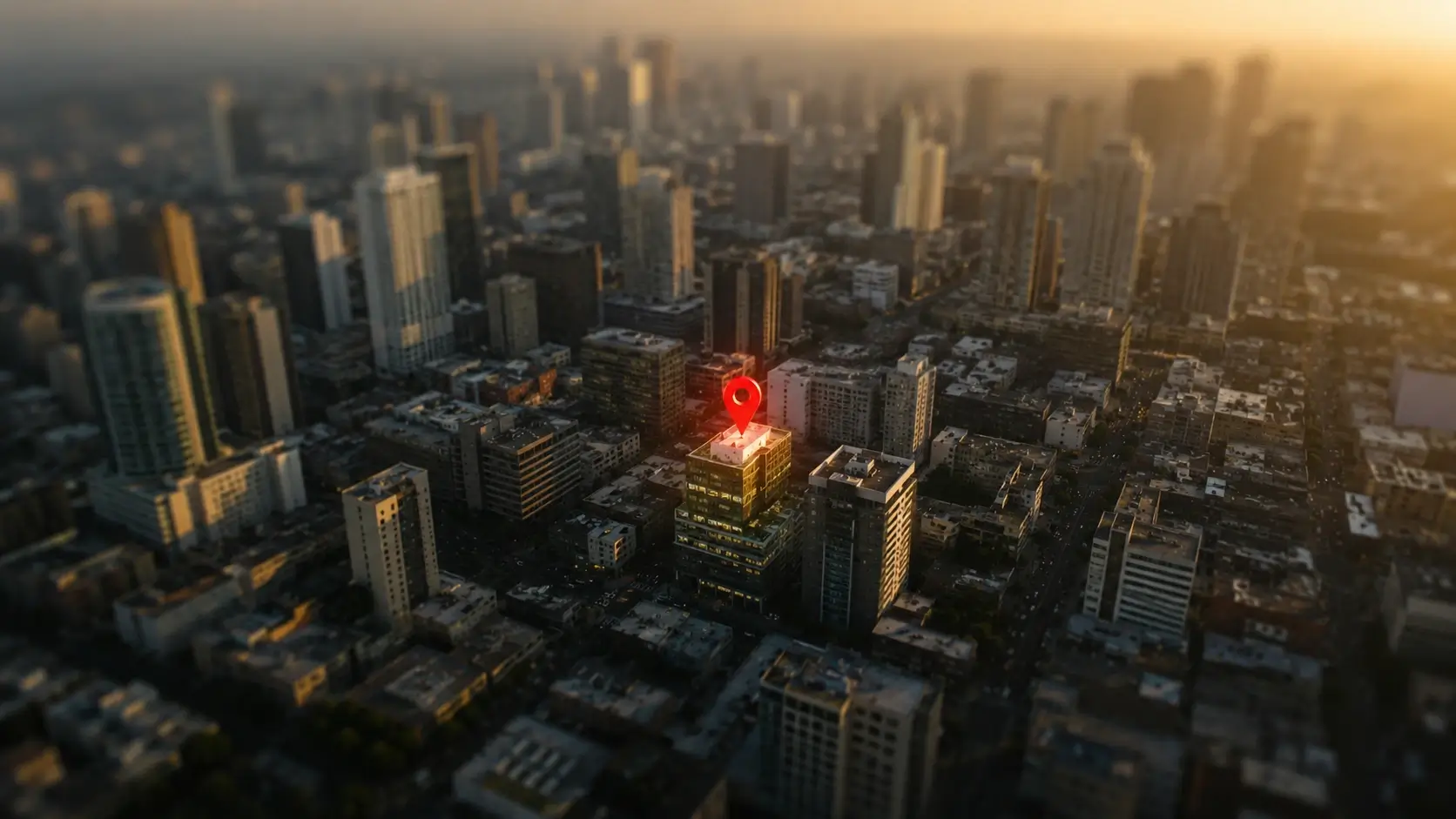 Localização de empresa destacada no mapa de uma cidade
