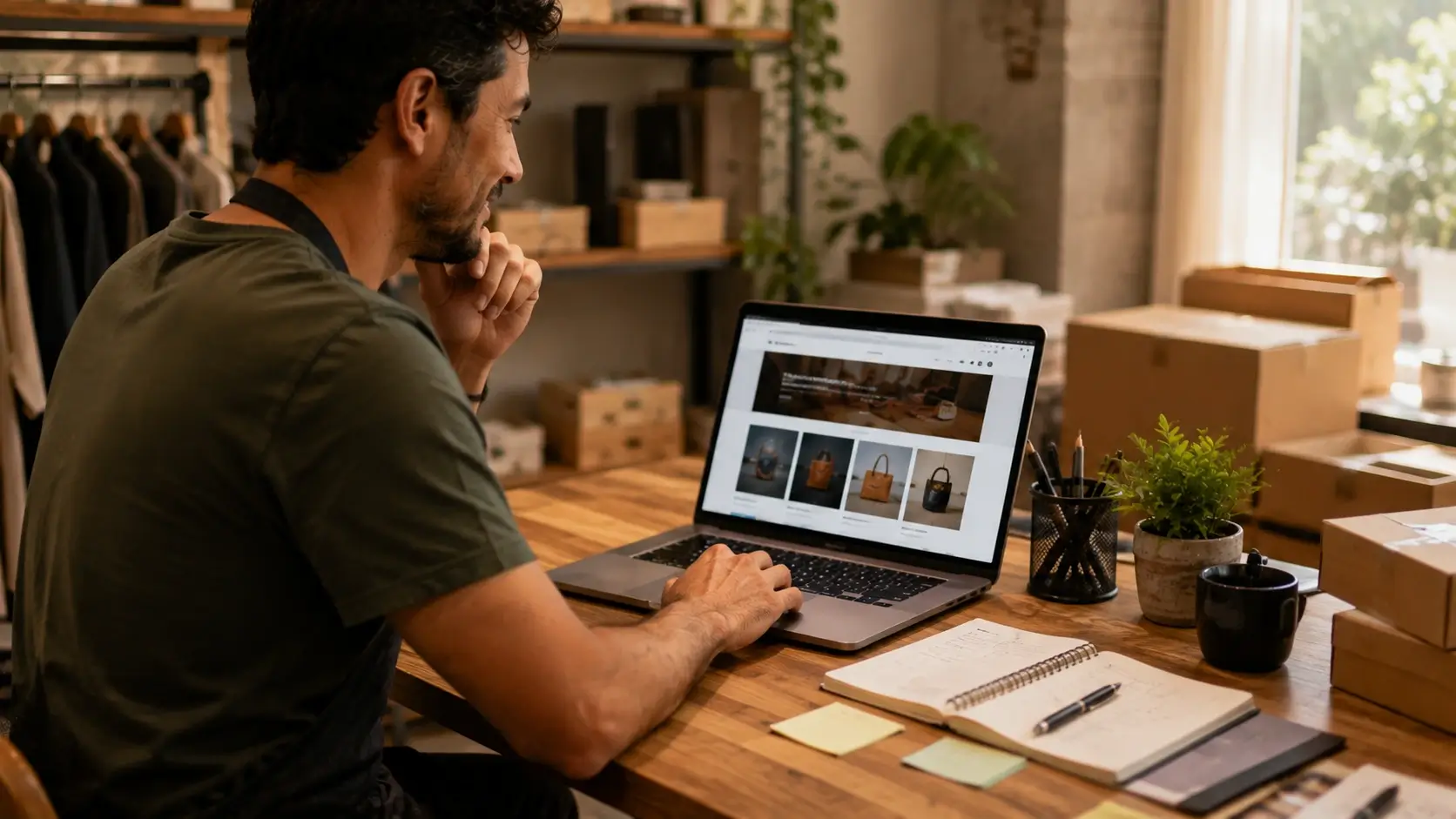 Web designer realizando manutenção e alterações em um site profissional