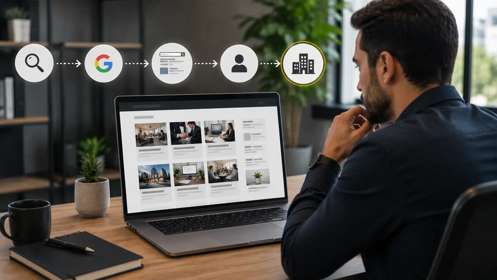 Blog empresarial com artigos para atrair visitantes através do Google