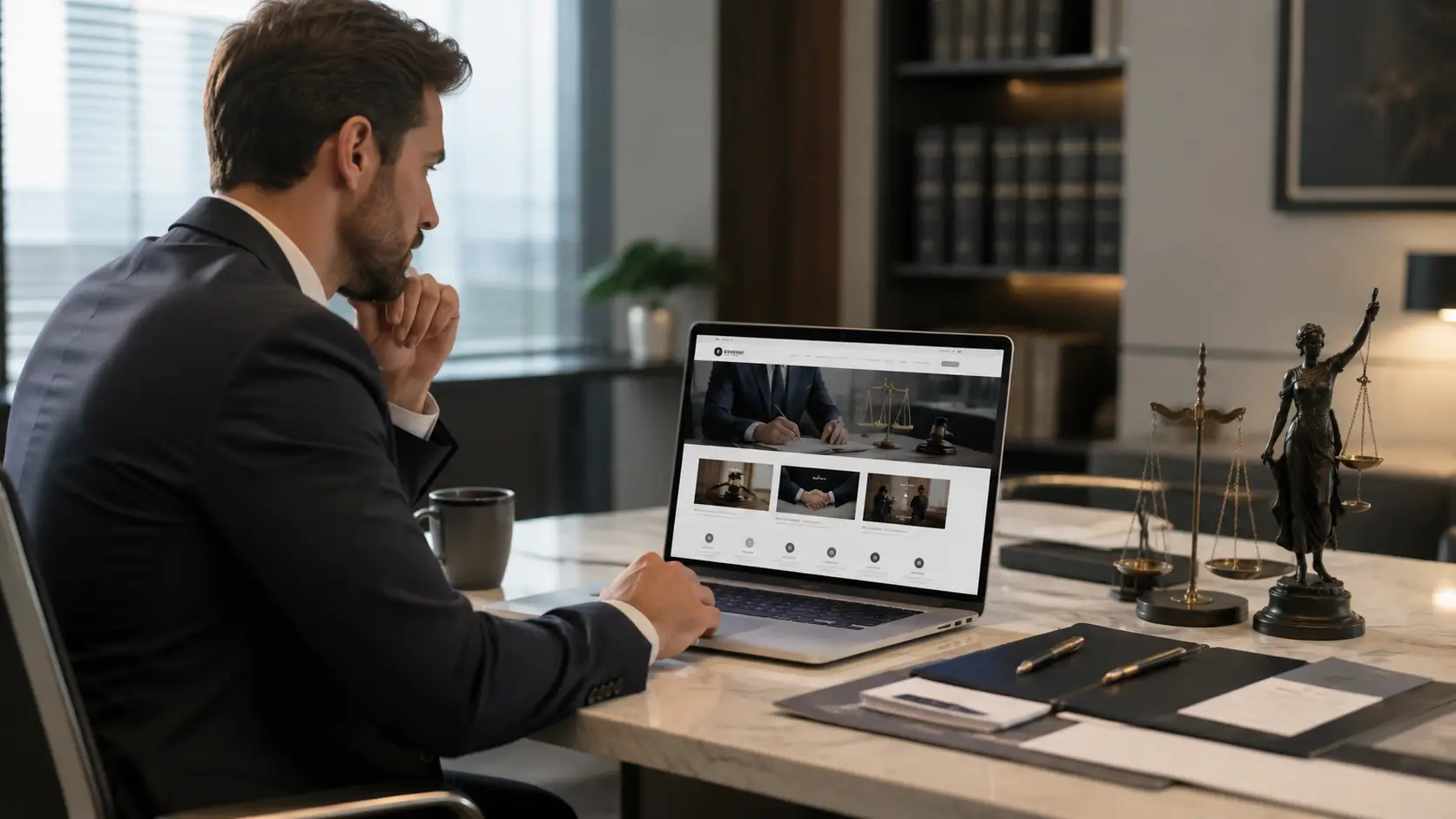 Advogado pesquisando quanto custa um site profissional para seu escritório de advocacia