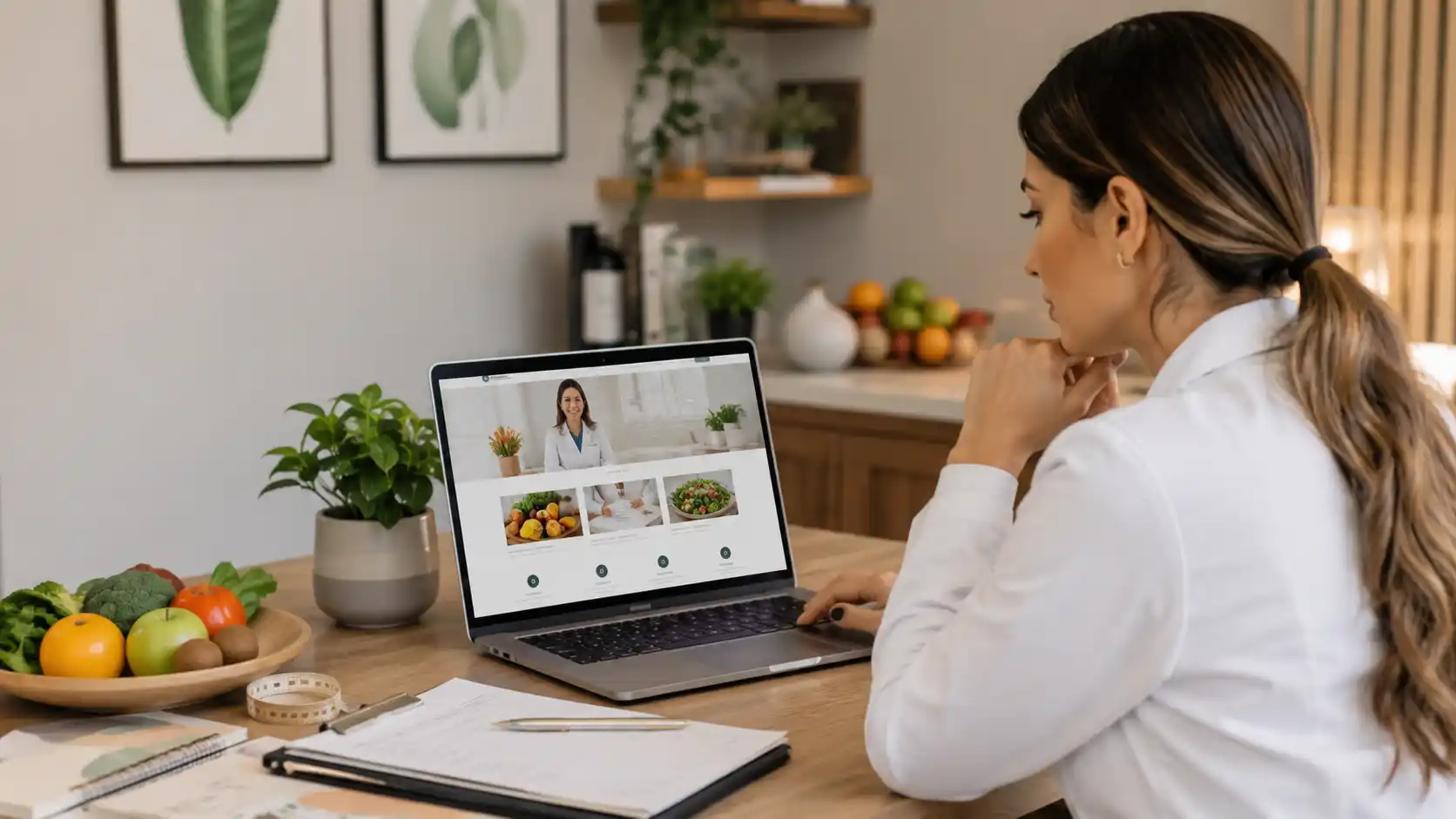 Nutricionista pesquisando quanto custa um site profissional para divulgar seu trabalho