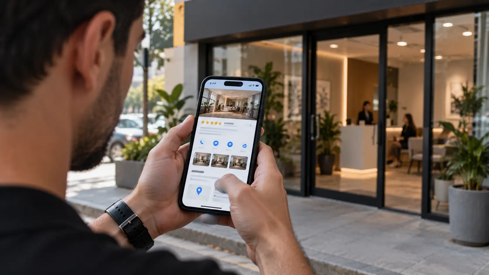 Cliente pesquisando uma empresa na internet antes de entrar em contato